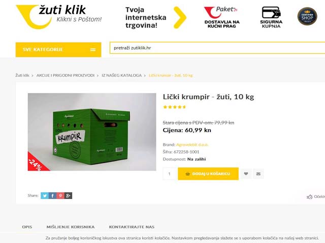 Internetska stranica za Lički krumpir - Žuti klik                                                                                                                                                                                                         